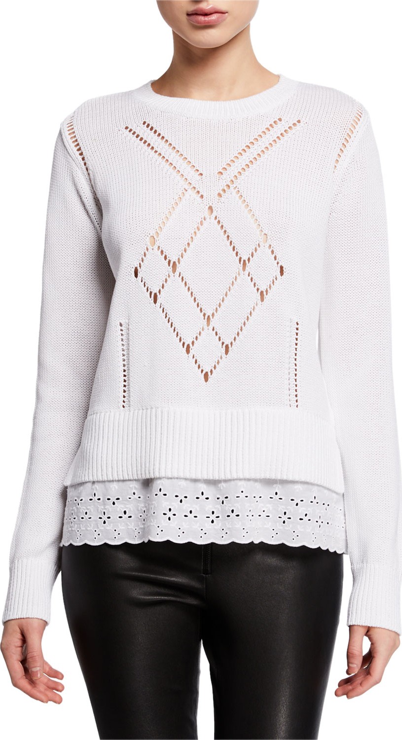 COACH Scalloped Broderie Anglaise Sweater