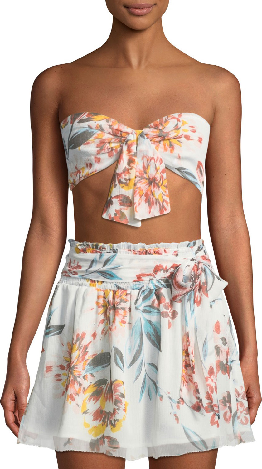 TULAROSA Margaret Tie-Front Floral Bandeau Top