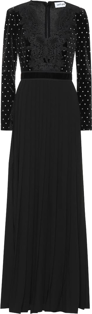 Self Portrait Crystal embellished velvet dress