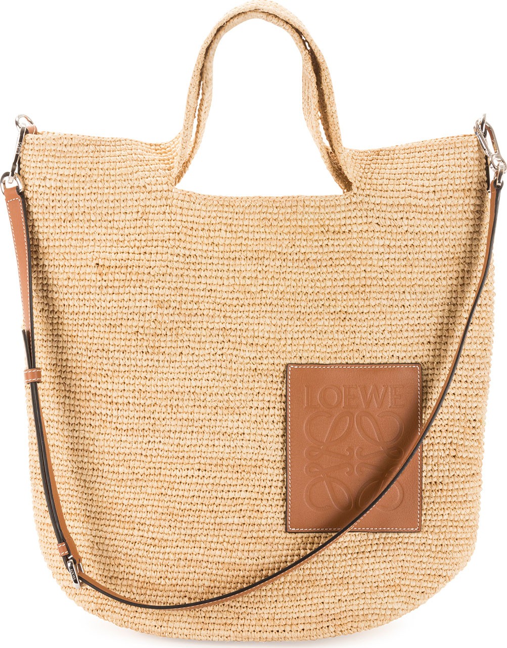 LOEWE Slit Raffia and Calf Shoulder Bag