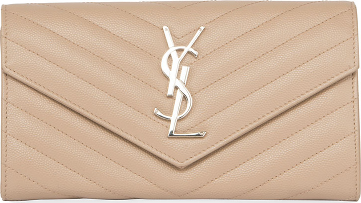 Saint Laurent Monogram YSL Medium Leather Flap Continental Wallet