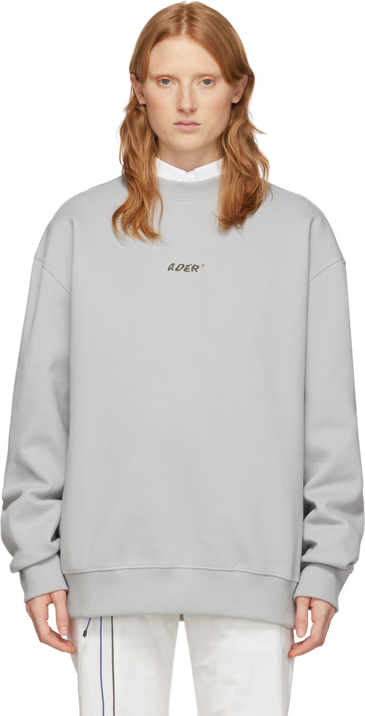 ADER error Grey Oversized Logo Sweatshirt