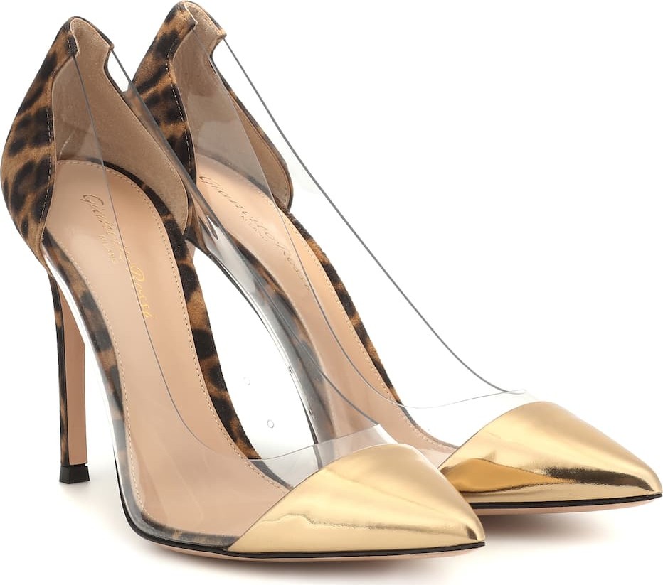Gianvito Rossi Plexi leopard-print leather pumps