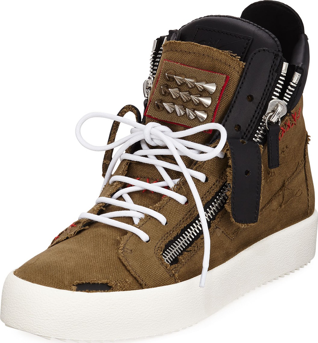 Giuseppe Zanotti Men's Chaos Studded High-Top Sneakers