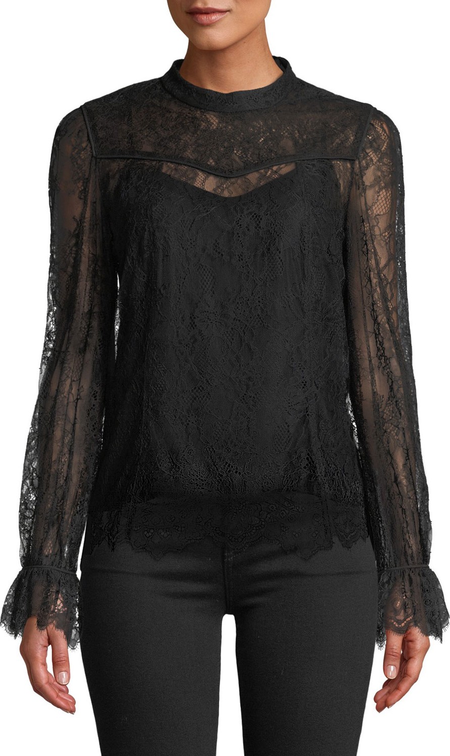 Tanya Taylor Lois Long-Sleeve Lace Top