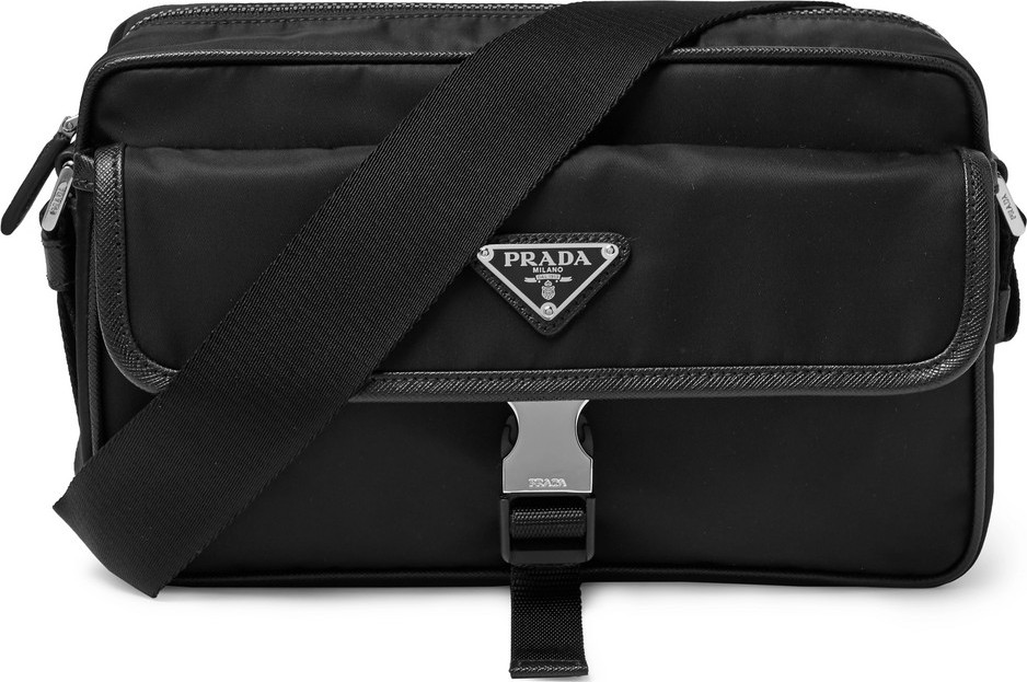 Prada Saffiano Leather-Trimmed Nylon Messenger Bag