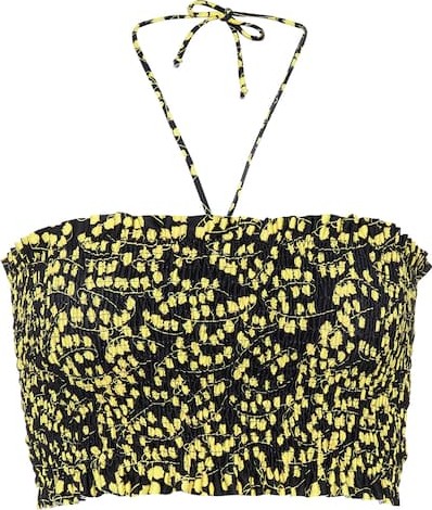 Ganni Printed bandeau bikini top