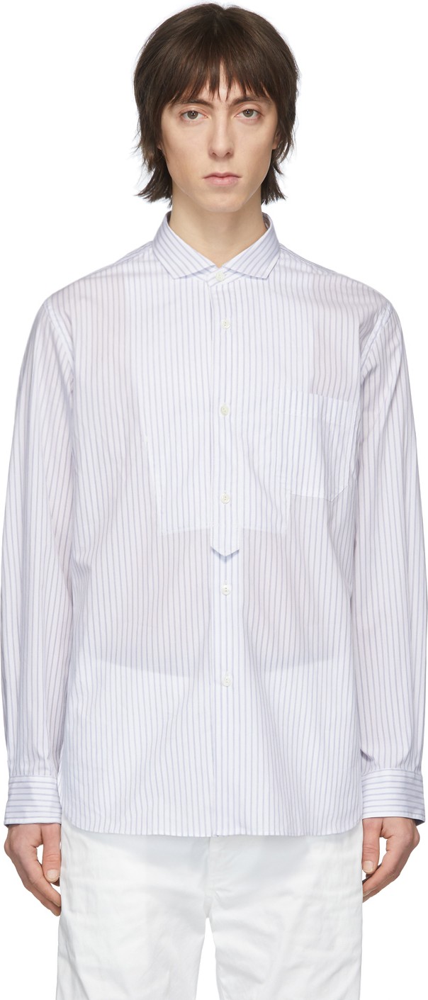 Junya Watanabe White & Blue Striped Shirt