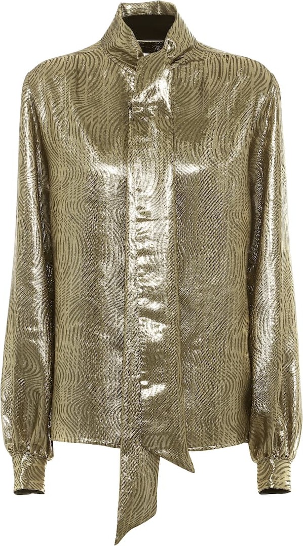 Saint Laurent Silk-blend lamé blouse