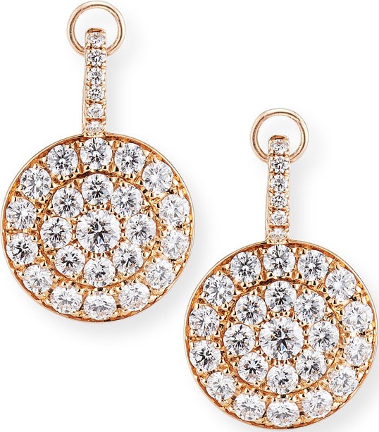 Crivelli Pavé Diamond Disc Drop Earrings in 18K Rose Gold
