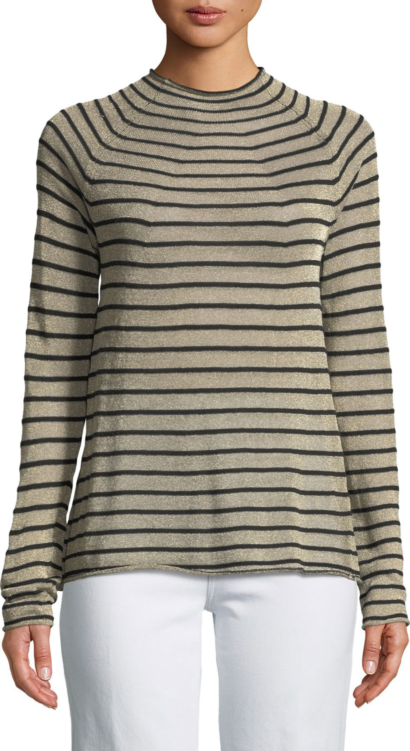 Forte Forte High-Neck Metallic Striped Wool Sweater