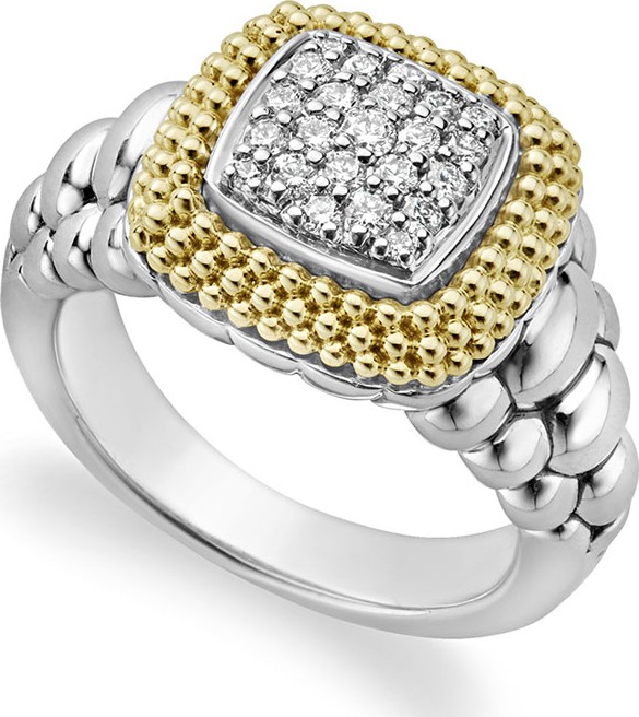 LAGOS Diamond Lux Square Ring, Size 7