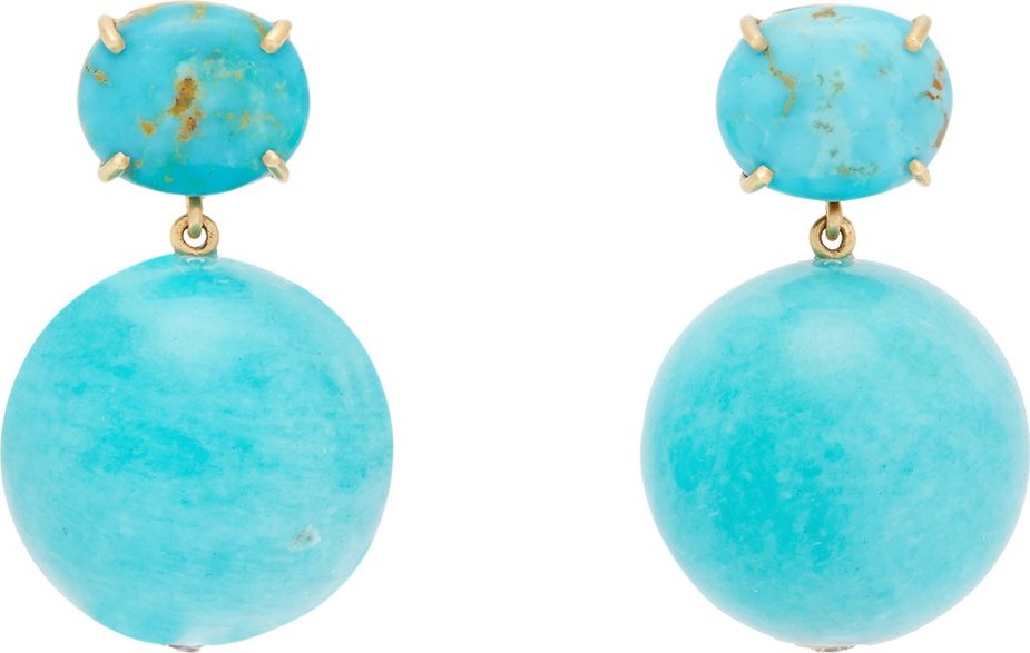 Irene Neuwirth Kingman turquoise & 18kt gold drop earrings