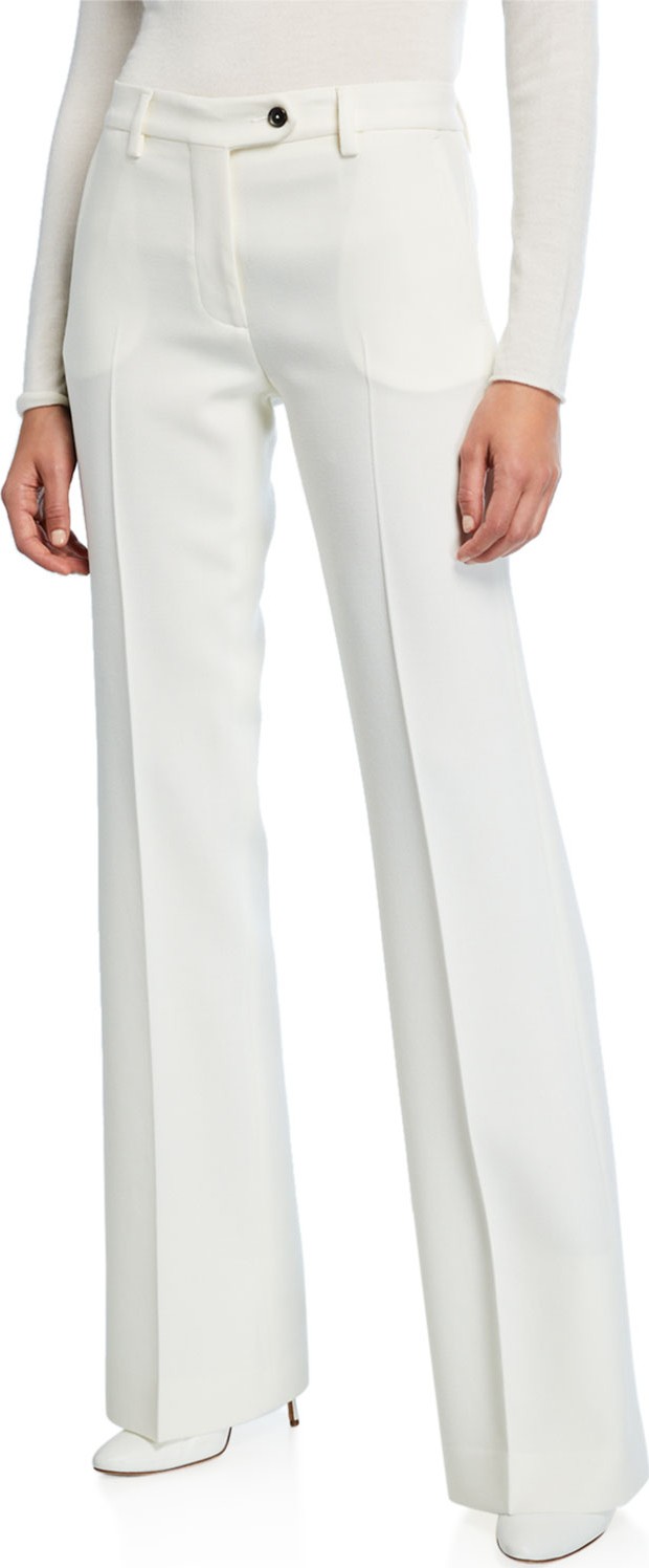 Kiton Wool Crepe Flare-Leg Pants