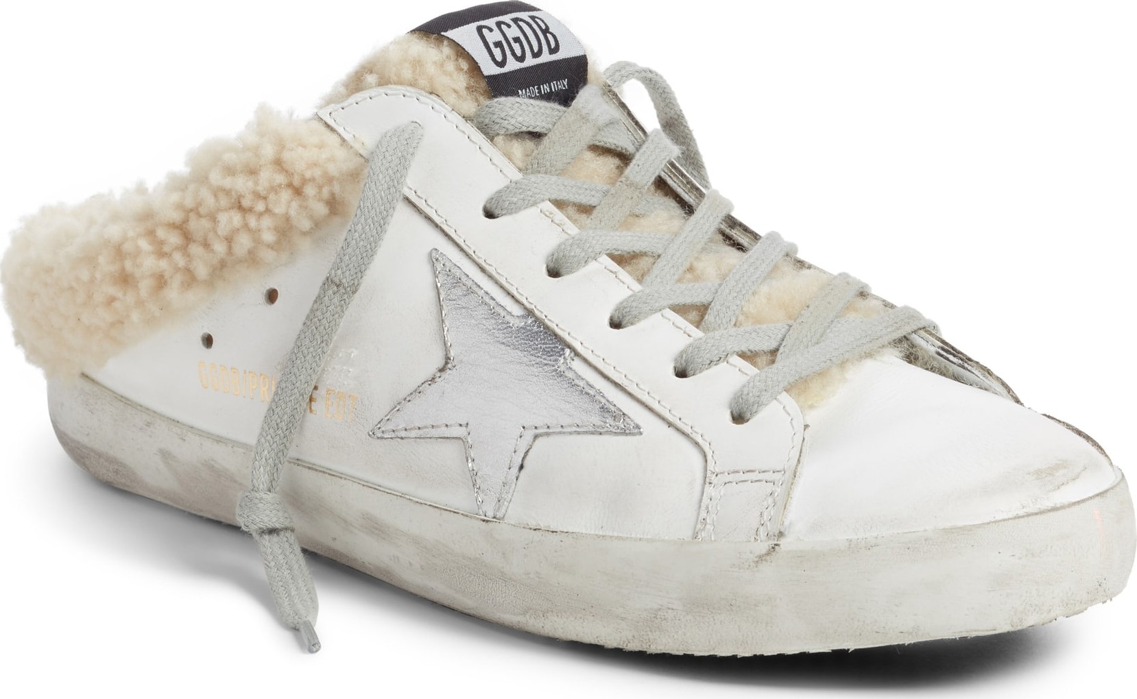 Golden Goose Deluxe Brand Sabot Superstar Genuine Shearling Slide Sneaker
