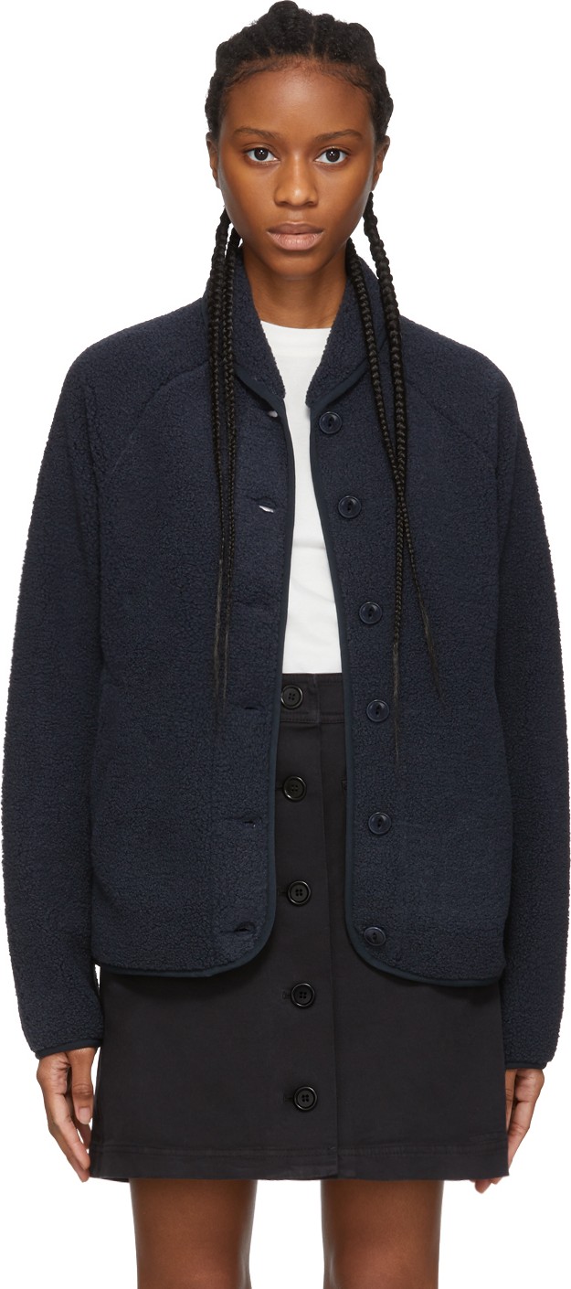 YMC Navy Fleece Beach Jacket