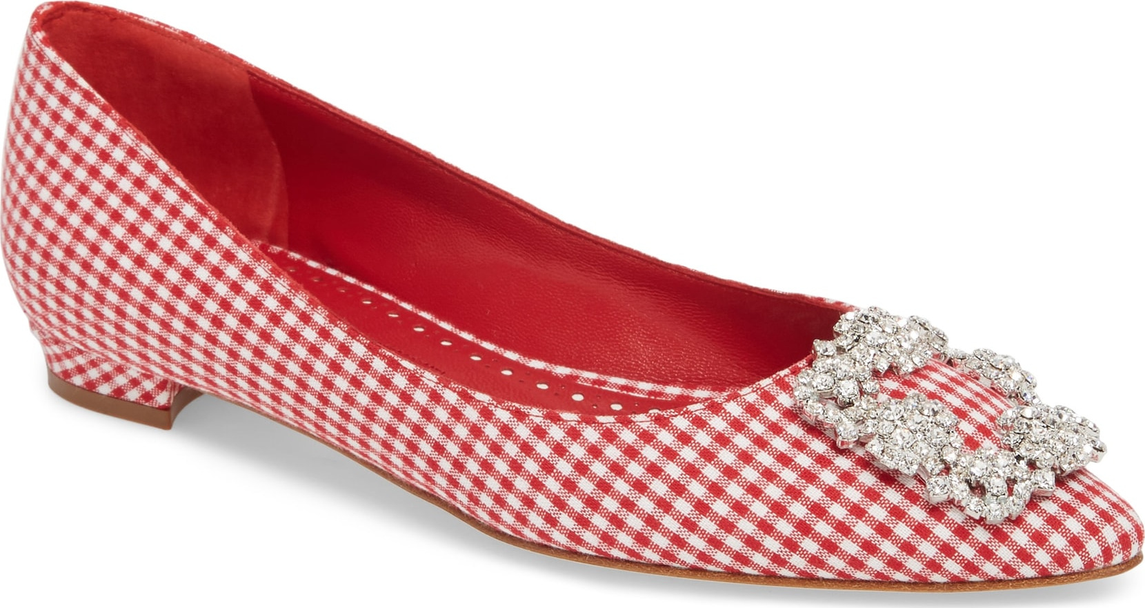 Manolo Blahnik 'Hangisi' Jeweled Pointy Toe Flat