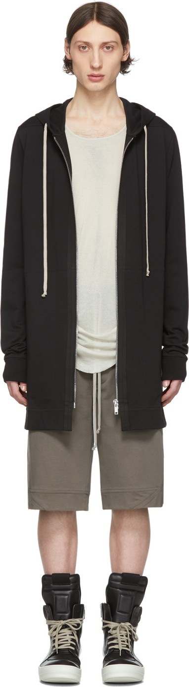 Rick Owens Black Zipfront Hoodie