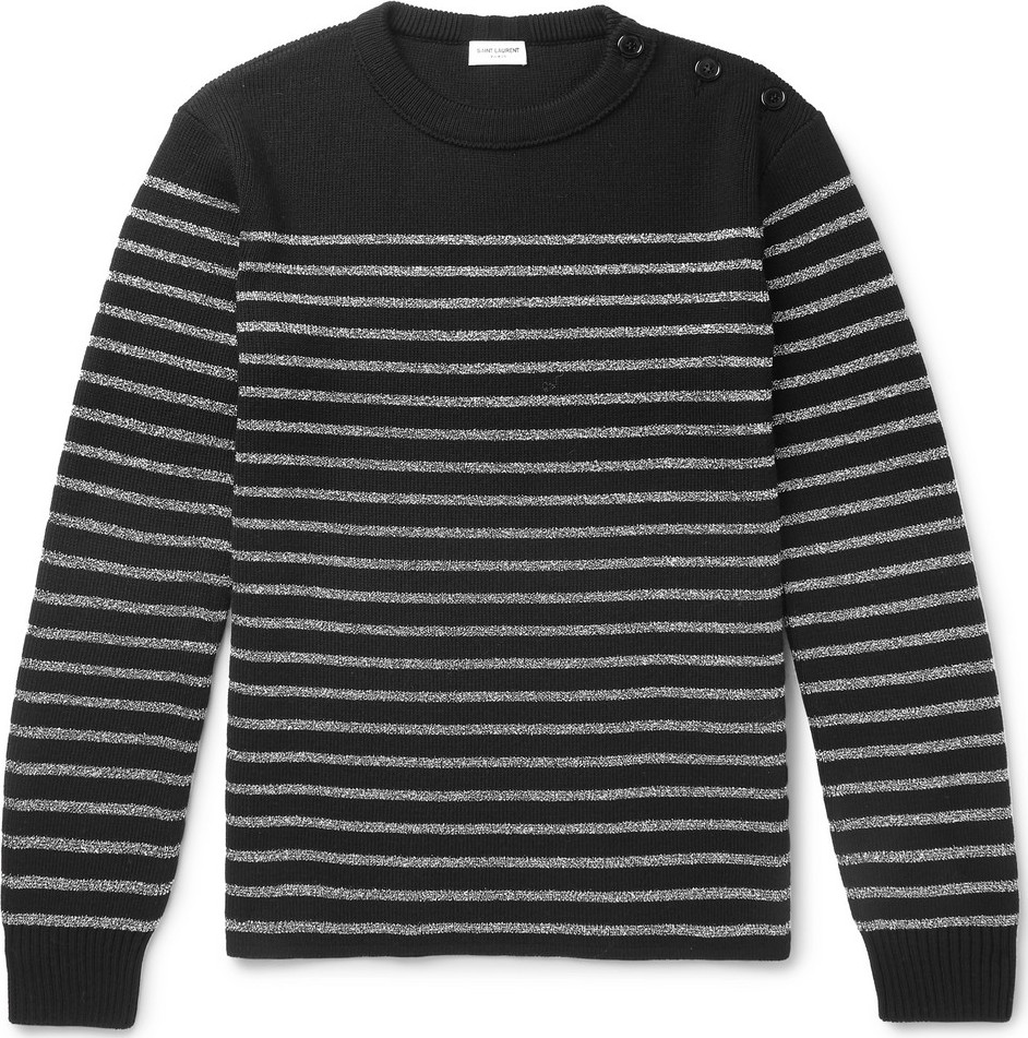 Saint Laurent Metallic Striped Knitted Sweater