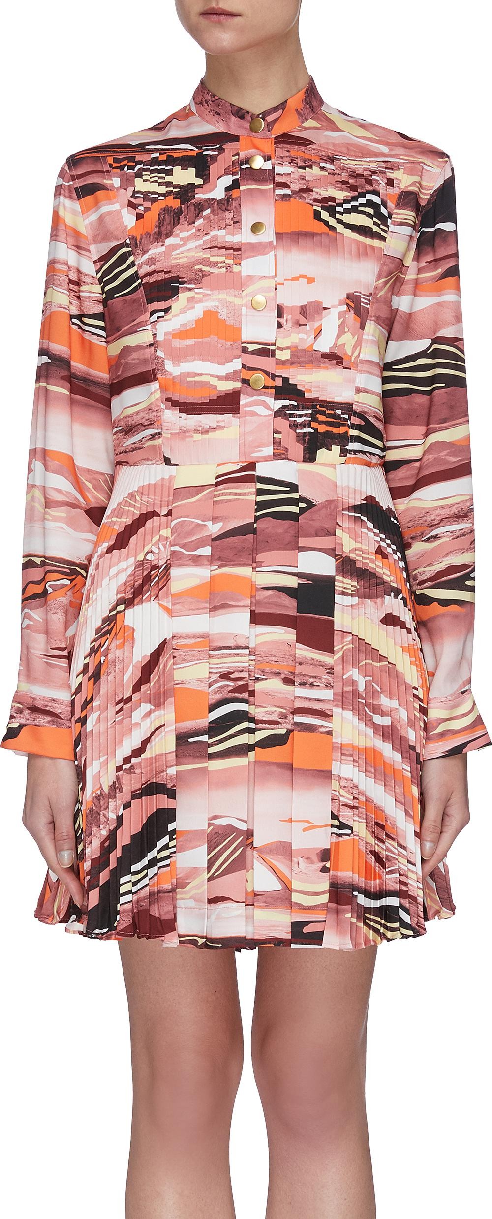 Cedric Charlier Abstract Print Flare Dress