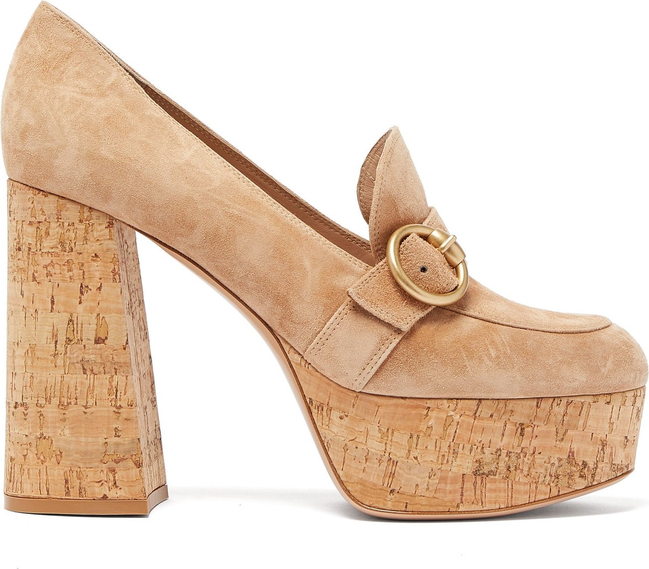 Gianvito Rossi Louise 70 moccasin suede platform pumps