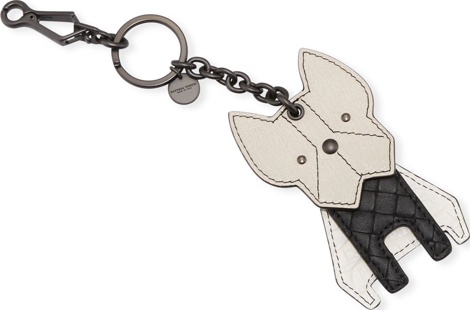 Bottega Veneta Leather Boston Terrier Dog Keychain