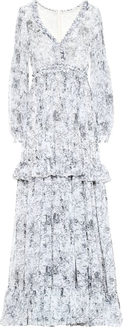 Costarellos Floral chiffon gown