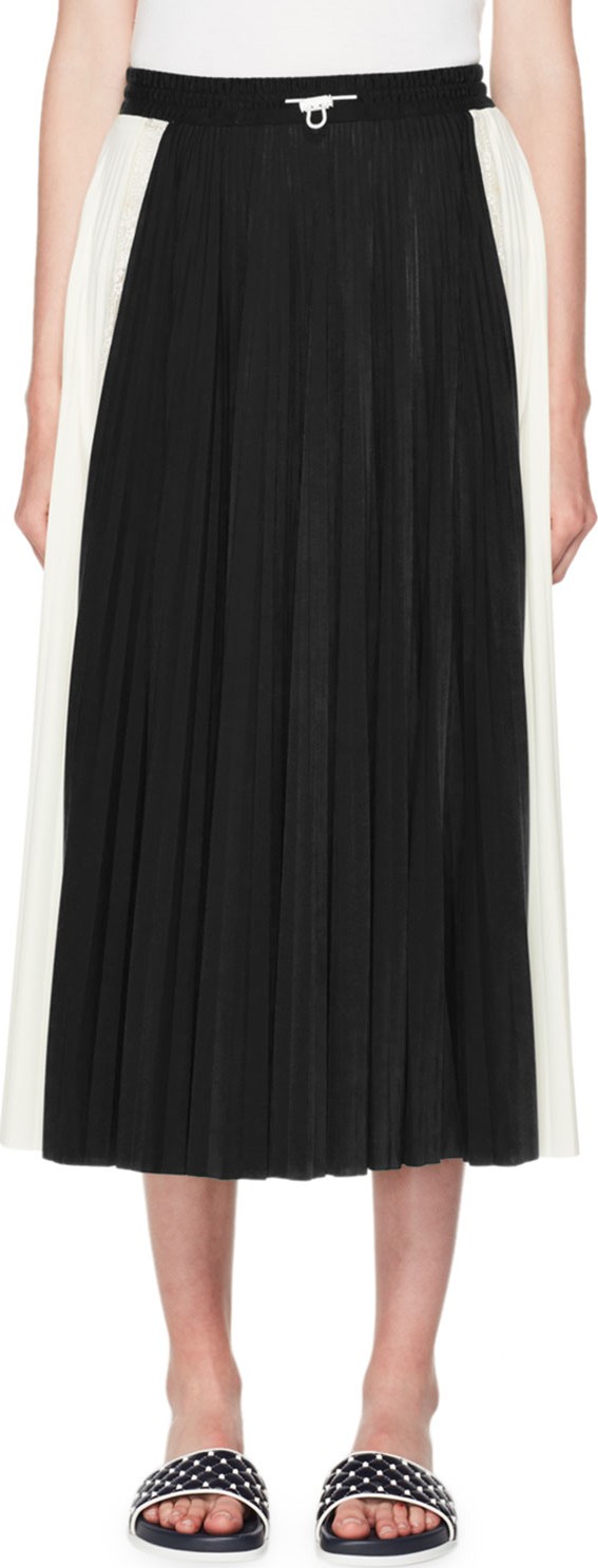 Valentino Pleated Jersey Midi Skirt