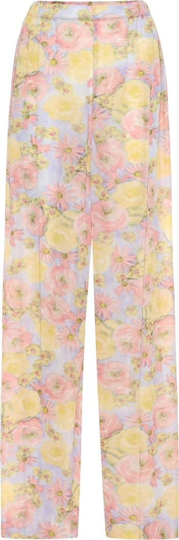 Prada Floral jersey wide leg pants