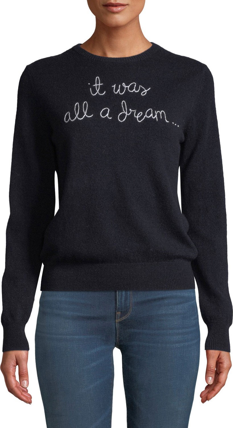 Lingua Franca It Was All A Dream Embroidered Cashmere Sweater