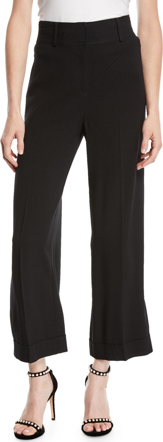 DIANE von FURSTENBERG High-Waist Crepe Cuffed Culotte Pants