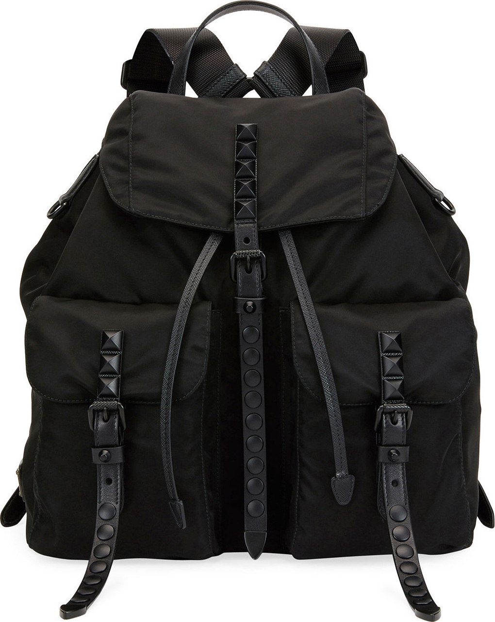 Prada Prada Black Nylon Backpack with Studding