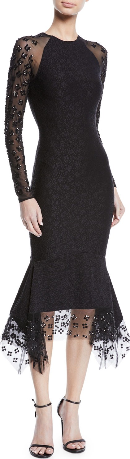 Opening Ceremony Sequin Floral Jacquard Jersey Cocktail Dress