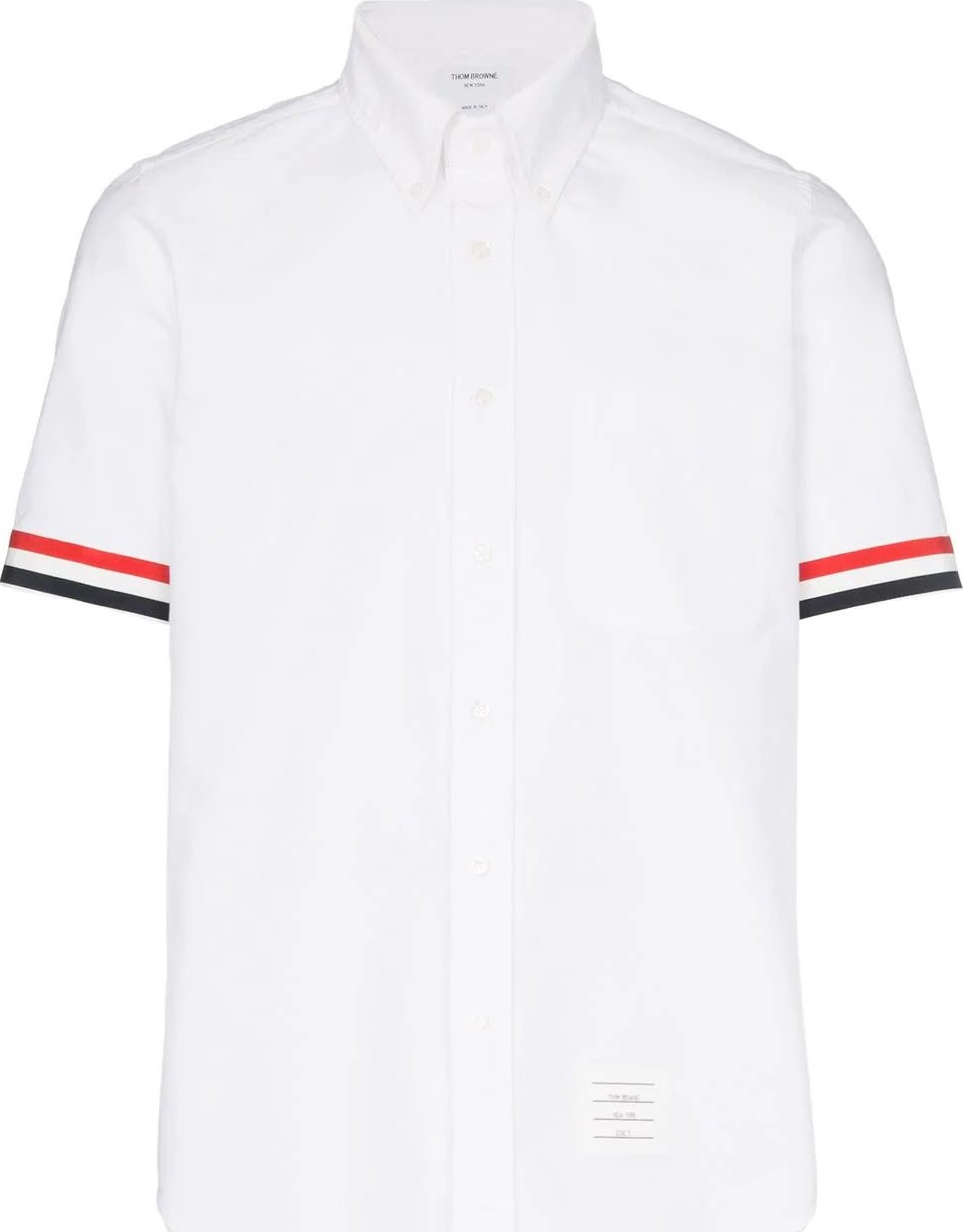 Thom Browne Grosgrain cuff short sleeve shirt