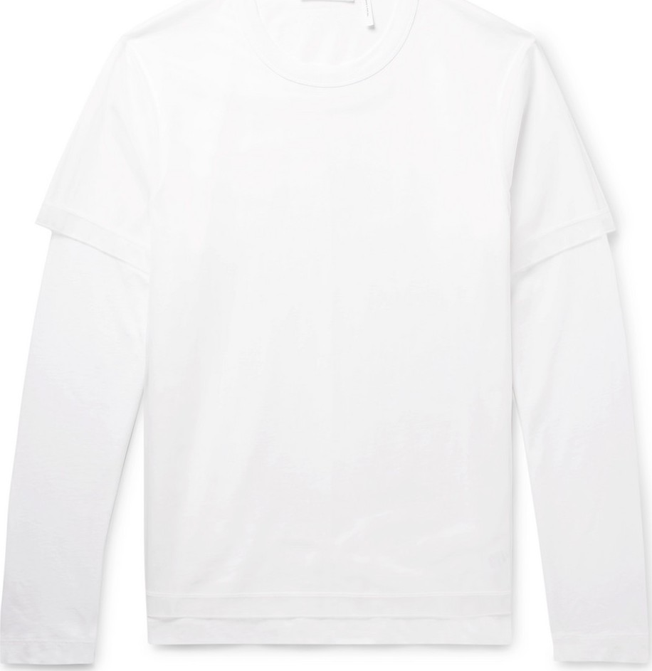 Helmut Lang Layered Cotton-Jersey and Organza T-Shirt