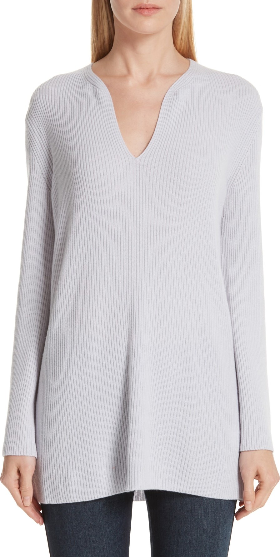 Lafayette 148 New York Rib Cashmere Tunic Sweater