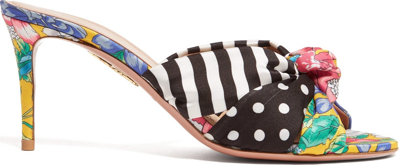 Aquazzura X Racil Menorca patchwork-print mules