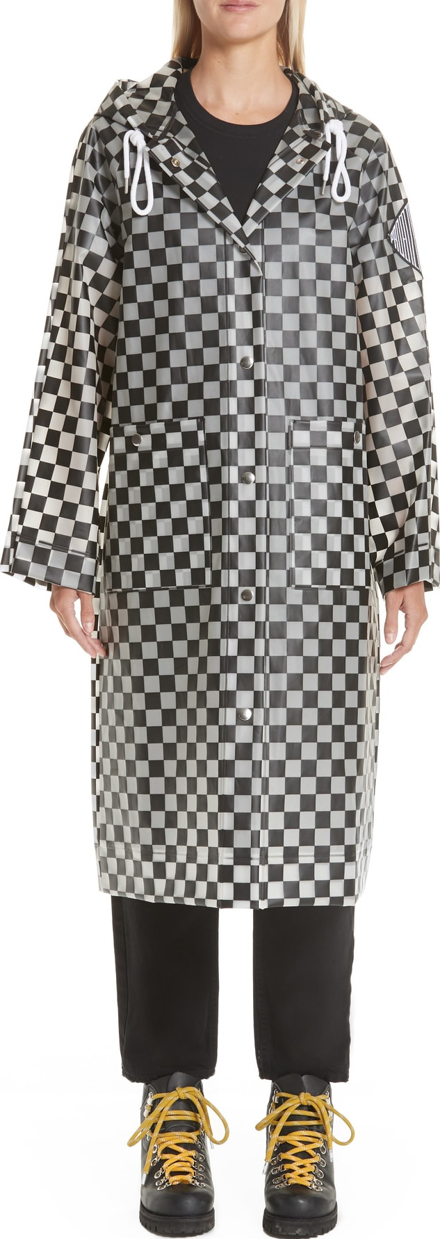 Proenza Schouler PSWL Checkerboard Hooded Raincoat