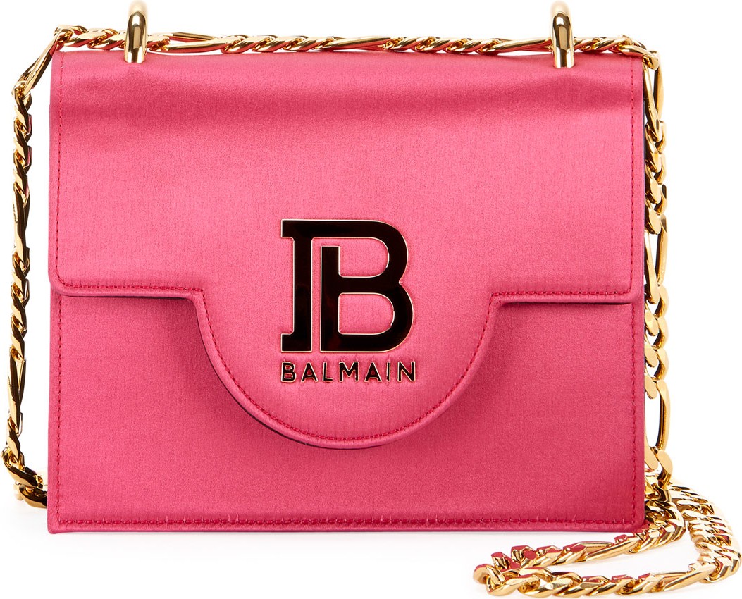 Balmain Satin Flap Shoulder Box Bag