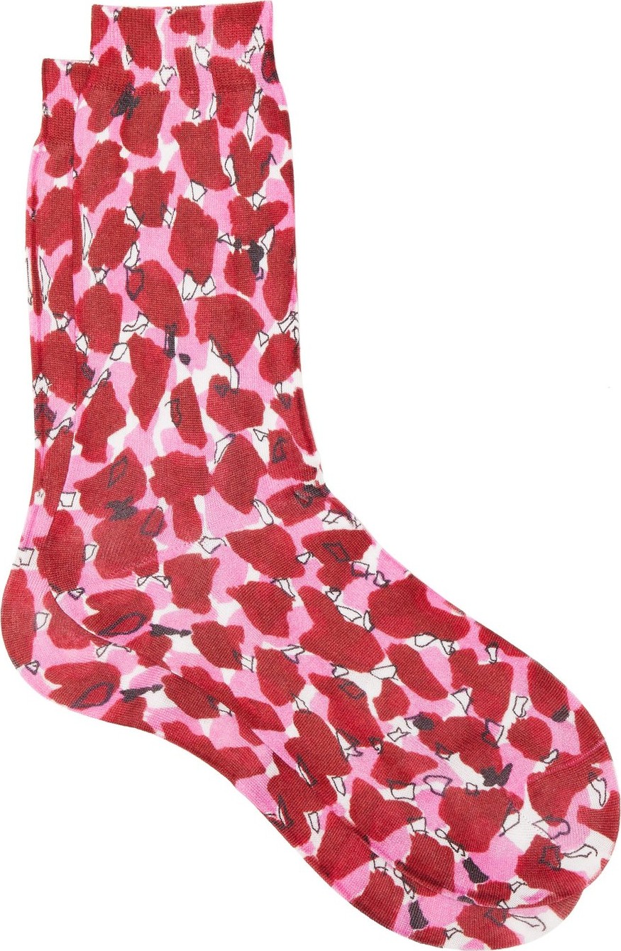 Raey Lipstick-print cotton-blend socks