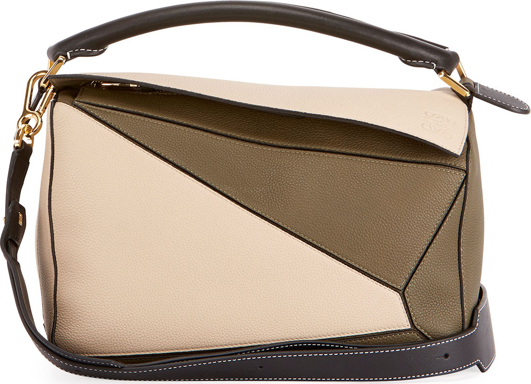 LOEWE Puzzle Small Colorblock Grained Leather Satchel Bag