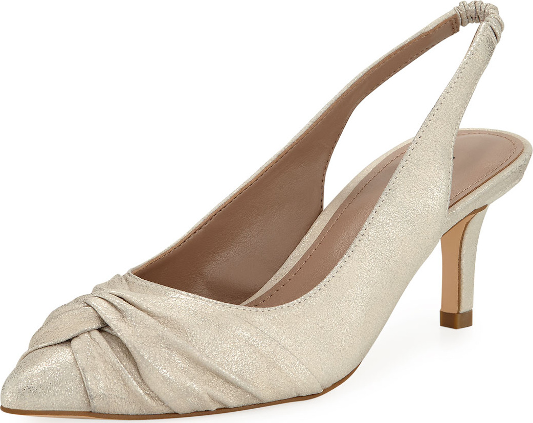 Donald J Pliner Femme Metallic Suede Kitten-Heel Slingback Pump Donald J Pliner Femme Metallic Suede Kitten-Heel Slingback Pump