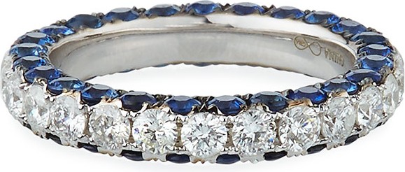 Graziela Gems 18k White Gold Sapphire & Diamond 3-Sided Ring