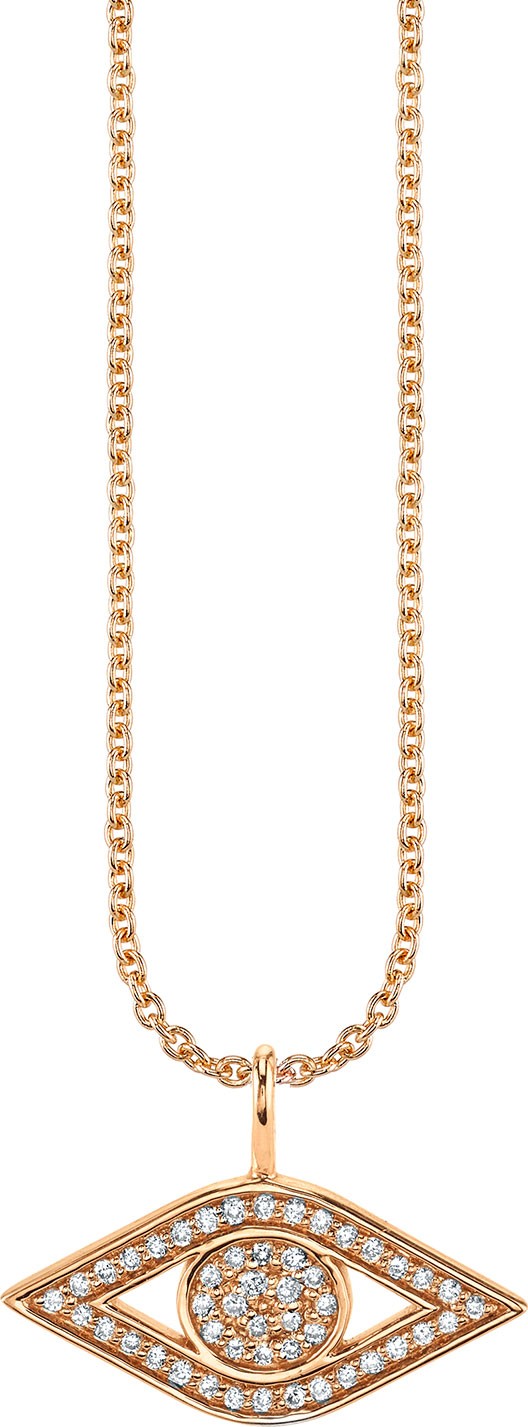 Sydney Evan 14k Rose Gold Small Diamond Evil Eye Necklace