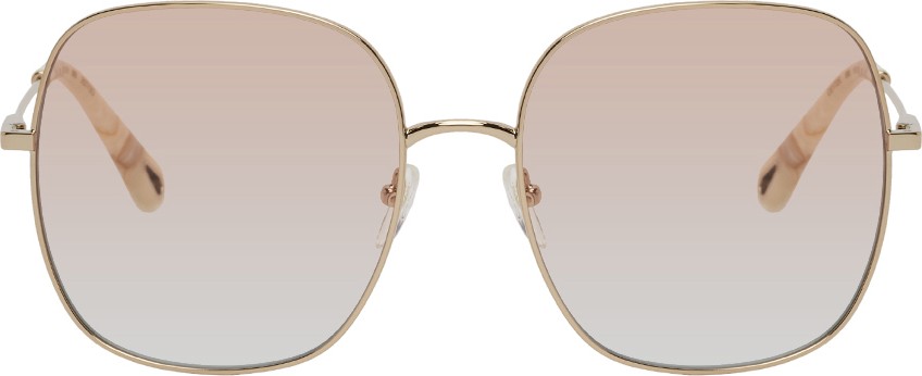 Chloe Rose Gold & Pink Metal Square Sunglasses