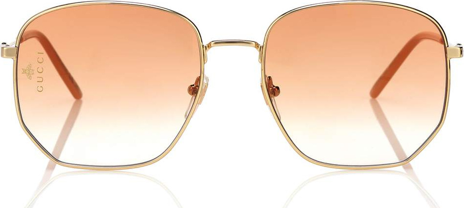 Gucci Rectangular-frame metal sunglasses