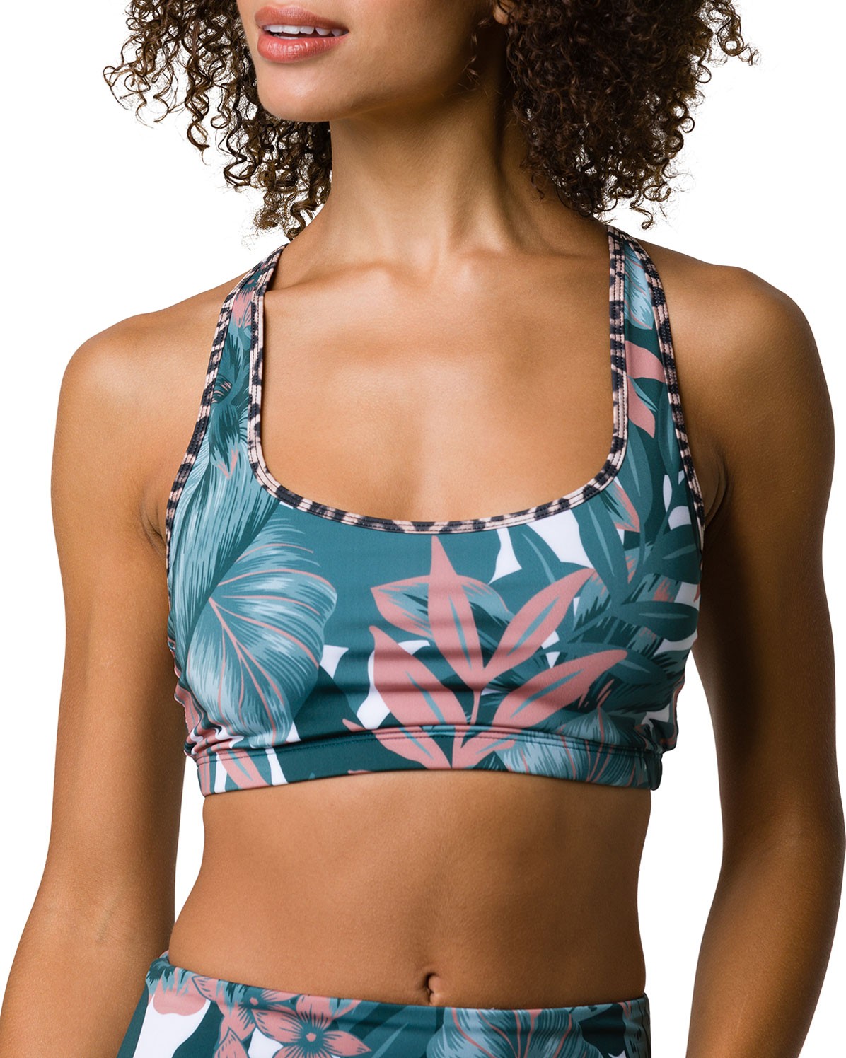 ONZIE Bridge Strappy Tropical-Print Sports Bra