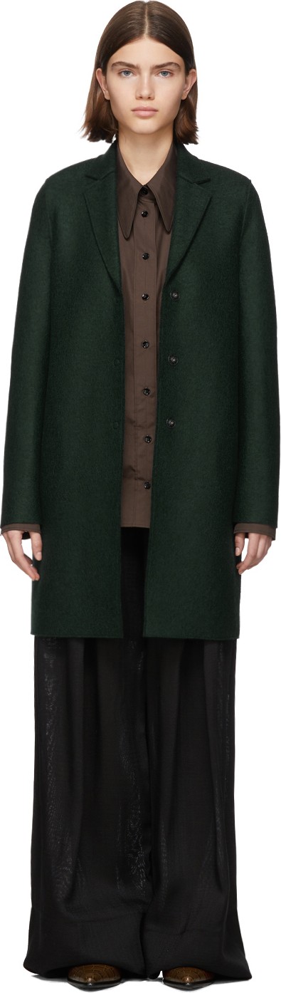 Harris Wharf London Green Pressed Wool Cocoon Coat