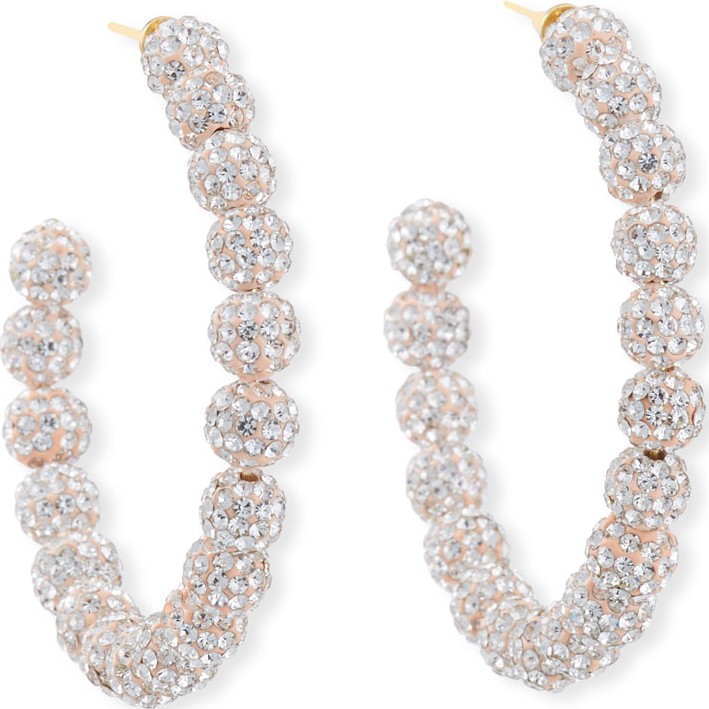 Lele Sadoughi Slim Stardust Beaded Hoop Earrings