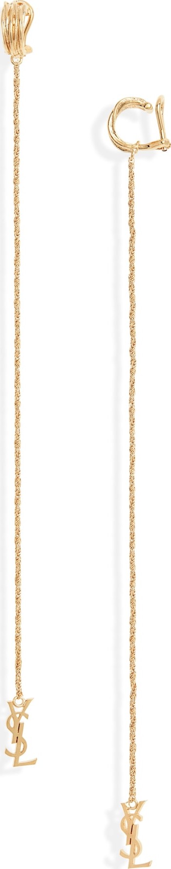 Saint Laurent Monogram Rope Linear Drop Clip Earrings